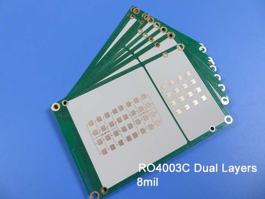 8mil RO4003C υψηλής απόδοσης PCB 2 στρώσεων Immersion Gold Black Silkscreen