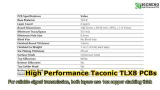 PCB 2 επιπέδων Κατασκευασμένο σε 60mil Taconic TLX-8 με Immersion Gold